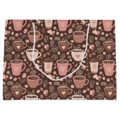 Gemütliches Kaffeetassen-Muster (2) Große Geschenktüte (Vorderseite)