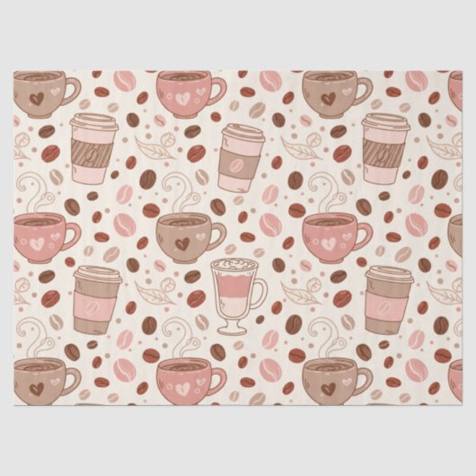 Gemütliches Kaffeetassen-Muster (3) Seidenpapier (Vorderseite)