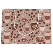 Gemütliches Kaffeetassen-Muster (4) Große Geschenktüte (Vorderseite)