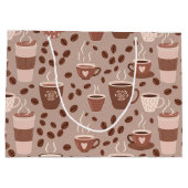 Gemütliches Kaffeetassen-Muster (4) Große Geschenktüte (Rückseite)