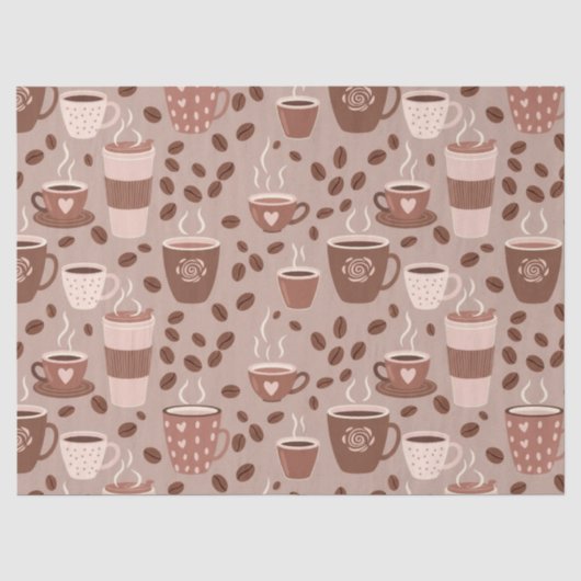 Gemütliches Kaffeetassen-Muster (4) Seidenpapier (Vorderseite)