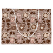 Gemütliches Kaffeetassen-Muster (6) Große Geschenktüte (Rückseite)