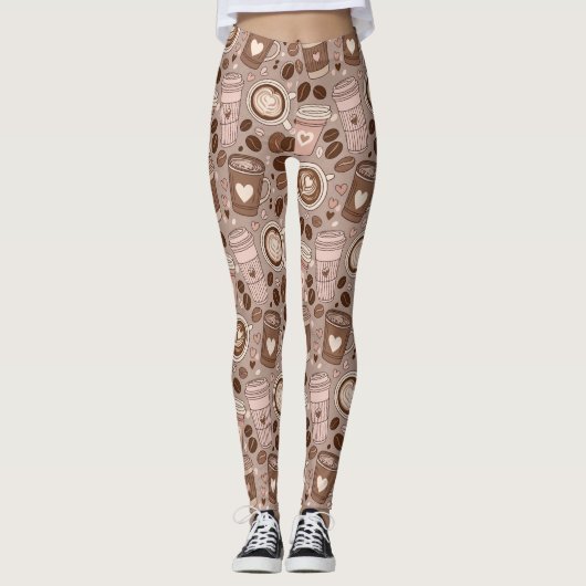 Gemütliches Kaffeetassen-Muster (6) Leggings (Vorderseite)