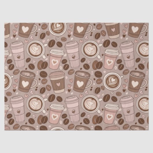 Gemütliches Kaffeetassen-Muster (6) Seidenpapier (Vorderseite)