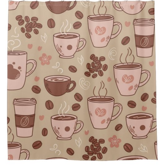 Gemütliches Kaffeetassen-Muster (7) Duschvorhang (Vorderseite)