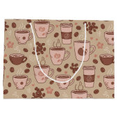 Gemütliches Kaffeetassen-Muster (7) Große Geschenktüte (Rückseite)