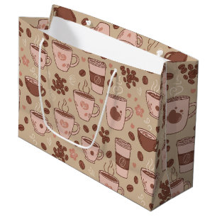 Gemütliches Kaffeetassen-Muster (7) Große Geschenktüte