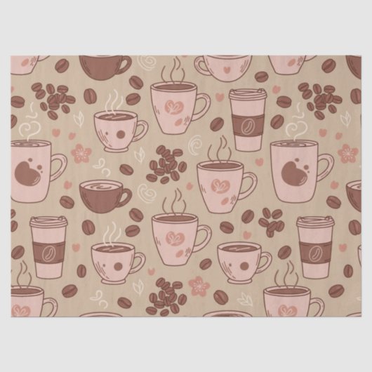 Gemütliches Kaffeetassen-Muster (7) Seidenpapier (Vorderseite)
