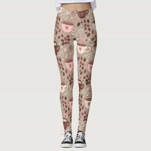 Gemütliches Kaffeetassen-Muster (8) Leggings (Vorderseite)
