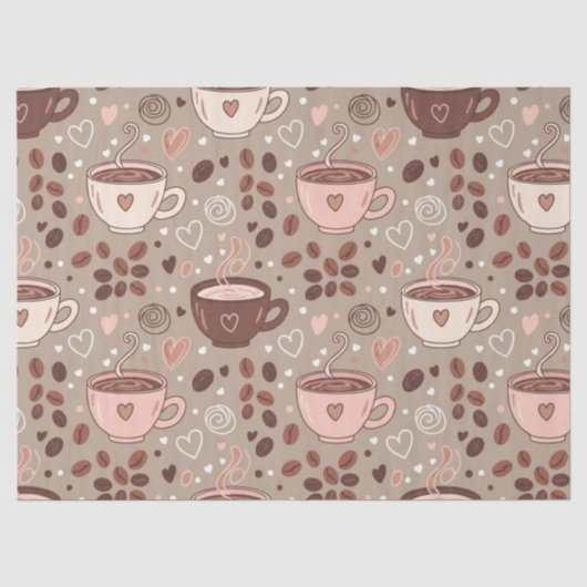Gemütliches Kaffeetassen-Muster (8) Seidenpapier (Vorderseite)