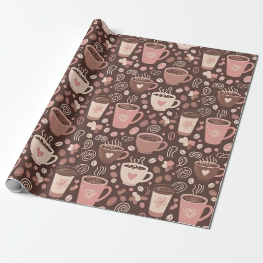 Gemütliches Kaffeetassenmuster (2) Geschenkpapier (Ungerollt)