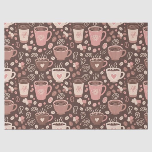 Gemütliches Kaffeetassenmuster (2) Seidenpapier (Vorderseite)