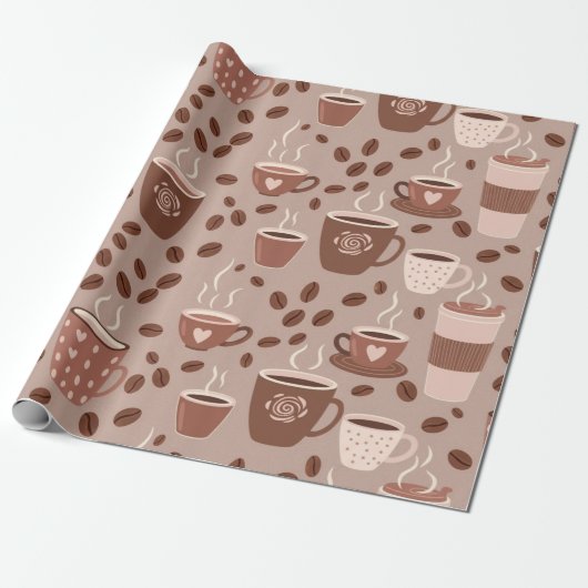 Gemütliches Kaffeetassenmuster (4) Geschenkpapier (Ungerollt)