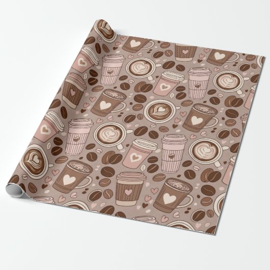 Gemütliches Kaffeetassenmuster (6) Geschenkpapier (Ungerollt)