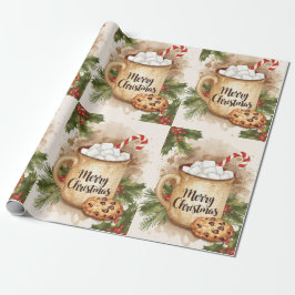 Gemütliches Kakao frohe Weihnachten Kekse Holly fe Geschenkpapier