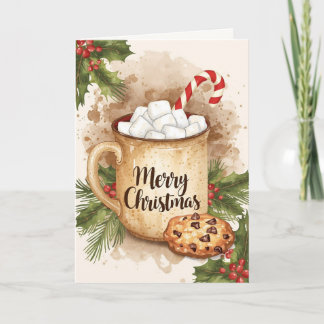 Gemütliches Kakao frohe Weihnachten Kekse Stechpal Karte
