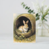 Gemütliches Kaninchen im Burrow Postkarte (Stehend Vorderseite)
