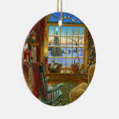 Gemütliches Katze Weihnachten Keramikornament (Rechts)