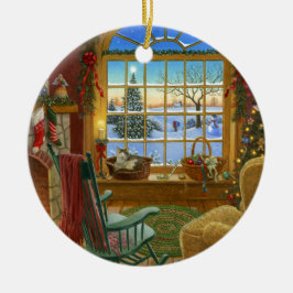 Gemütliches Katze Weihnachten Keramikornament