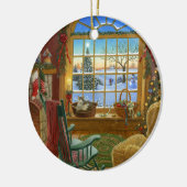 Gemütliches Katze Weihnachten Keramikornament (Links)