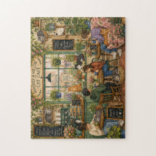 Gemütliches Katzen Café Aquarell-Puzzle Whimsica Puzzle