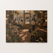 Gemütliches Katzen Café Buchhandlung Puzzle (Horizontal)