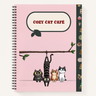 Gemütliches Katzen Café Süße Cartoon-Katzen auf As Notizblock