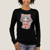 Gemütliches Kawaii Anime Girl mit Cat Hoodie - hei Tri-Blend Shirt (Vorderseite)
