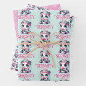 Gemütliches Kawaii Panda mit Eiscreme Kone Winter Geschenkpapier Set (Beispiel)