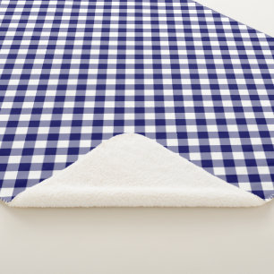 Gemütliches Klassik Navy und White Gingham Karier Sherpadecke