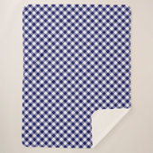 Gemütliches Klassik Navy und White Gingham Kariert Sherpadecke (Vorderseite)