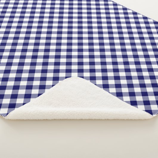 Gemütliches Klassik Navy und White Gingham Kariert Sherpadecke (3/4)