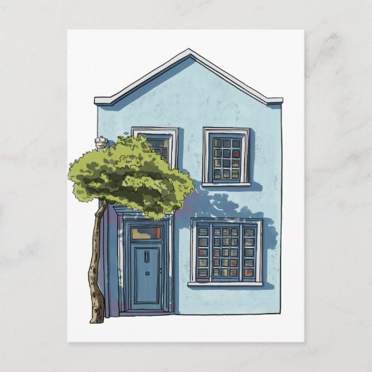 Gemütliches kleines Haus mit Aquarellfarben Postkarte (Vorderseite)