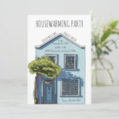 Gemütliches kleines Zuhause-Haus mit Aquarellfarbe Einladung (Stehend Vorderseite)