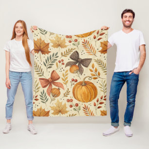 Gemütliches Kürbis-Blumen-Herbst-Nahtloses Muster Fleecedecke