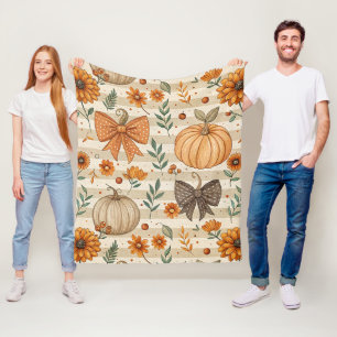 Gemütliches Kürbis-Botanik-Herbst-Nahtloses Muster Fleecedecke