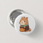 Gemütliches Kürbis-Pullover Capybara Herbstlaub Button (Vorne & Hinten)