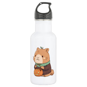 Gemütliches Kürbis-Pullover Capybara Herbstlaub Edelstahlflasche