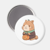 Gemütliches Kürbis-Pullover Capybara Herbstlaub Magnet (Vorderseite/Rückseite)