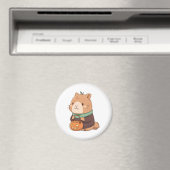 Gemütliches Kürbis-Pullover Capybara Herbstlaub Magnet (In Situ (Geschirrspüler))