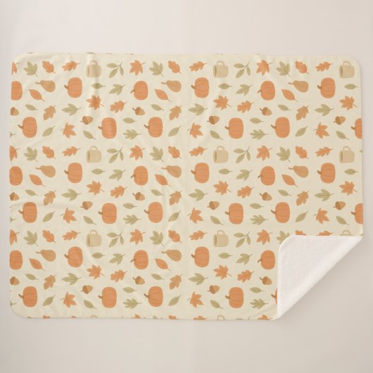 Gemütliches Kürbisgewürz Herbst Nahtloses Muster Sherpadecke (Vorderseite (Horizontal))