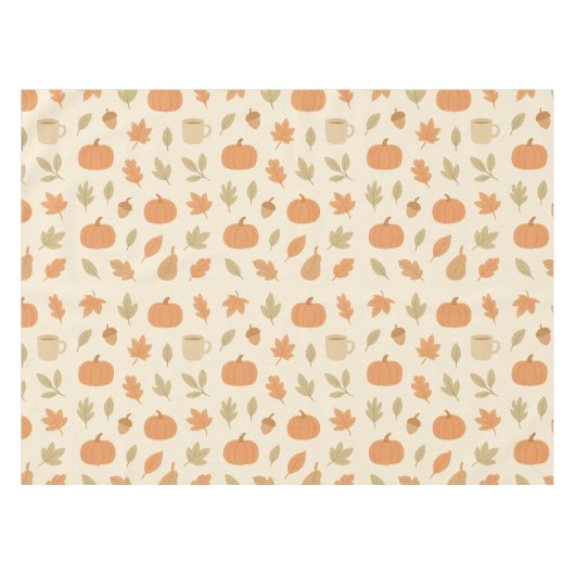 Gemütliches Kürbisgewürz Herbst Nahtloses Muster Tischdecke (Vorderseite (Horizontal))