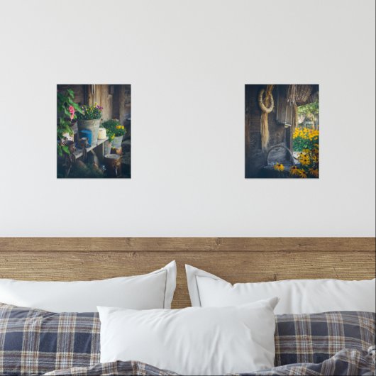 Gemütliches Landhaus mit Hütte und Blume Bilderwand Sets (Schlafzimmer)