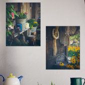 Gemütliches Landhaus mit Hütte und Blume Bilderwand Sets