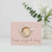 Gemütliches Lavendel-Latte-Art-Design  Postkarte (Stehend Vorderseite)