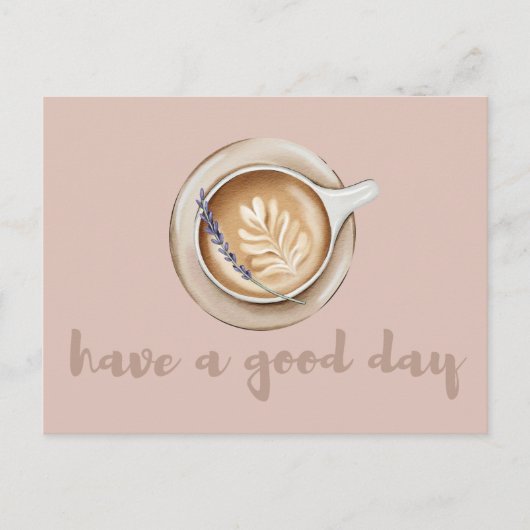 Gemütliches Lavendel-Latte-Art-Design  Postkarte (Vorderseite)