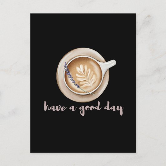 Gemütliches Lavendel-Latte-Art-Design Postkarte (Vorderseite)
