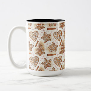 Gemütliches Lebkuchen-Keks nahtloses Muster Zweifarbige Tasse