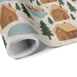 Gemütliches Lebkuchendorf-Wrap-Papier Geschenkpapier