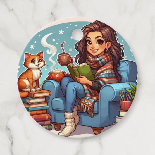 Gemütliches Lesedauer Geschenkanhänger (Vorderseite)